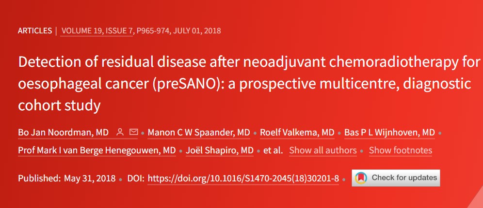 Detection of residual disease after neoadjuvant chemoradiotherapy for oesophageal cancer (preSANO): a prospective multicentre, diagnostic cohort study