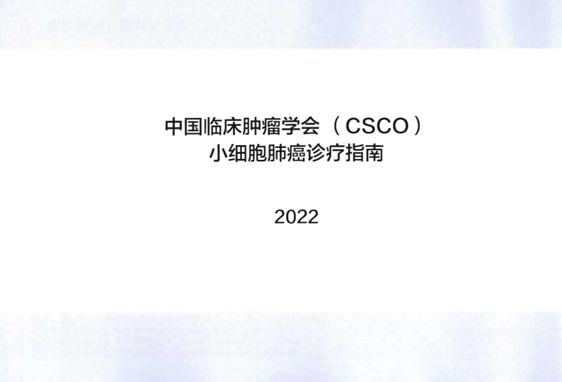 2022 CSCO小细胞肺癌诊疗指南内科治疗更新要点