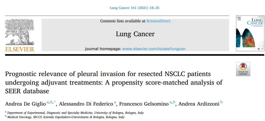 侵犯胸膜的NSCLC患者行术后辅助治疗的预后性PSM研究